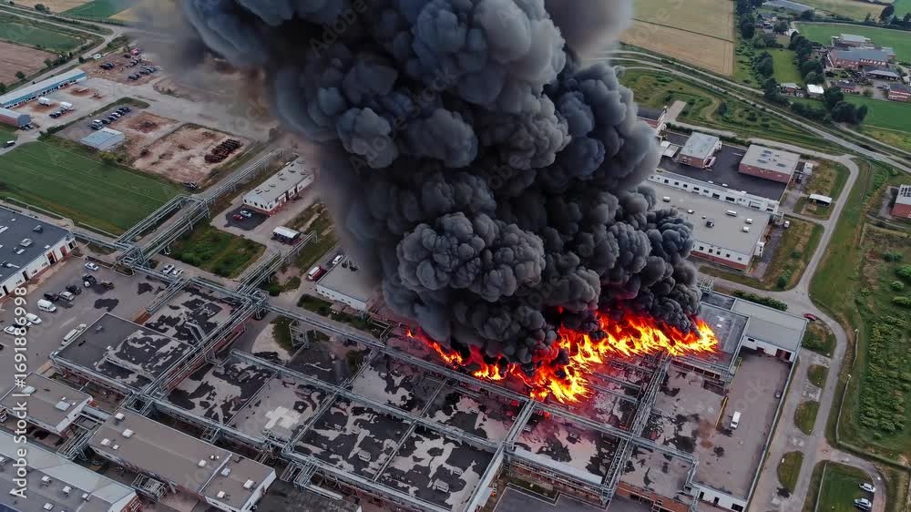 Massive industrial fire engulfs warehouse as thick smoke rises in ...