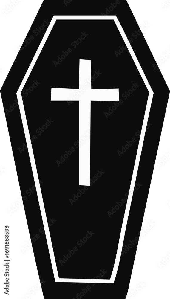 Obraz premium Black Coffin with Cross Silhouette Clipart