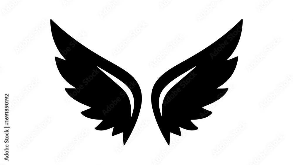 Black wings with transparent background