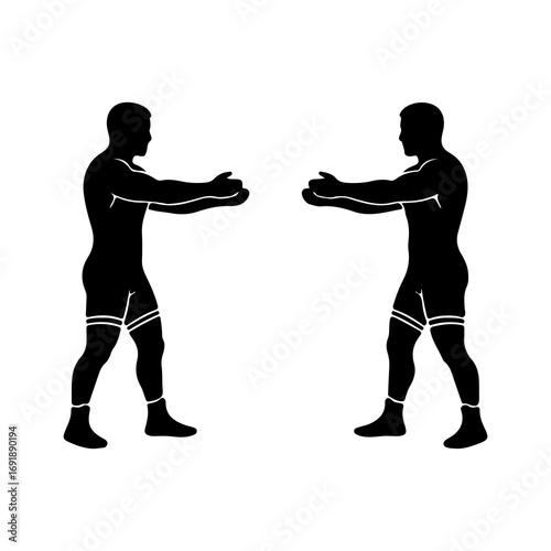 Boxing match silhouette pair with transparent background