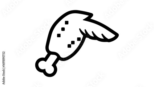Chicken leg outline icon with transparent background