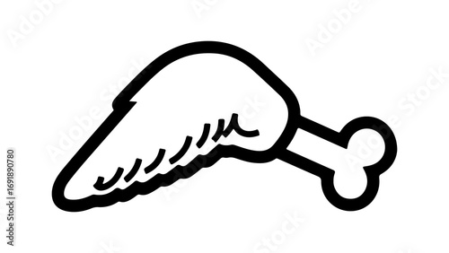 Chicken leg outline with transparent background
