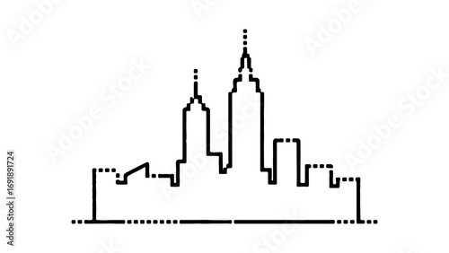 City skyline outline with transparent background