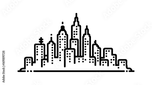 City skyline outline with transparent background