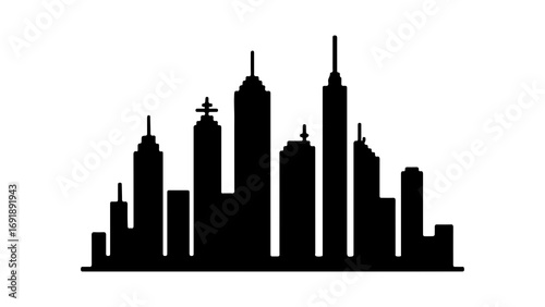City skyline silhouette with transparent background