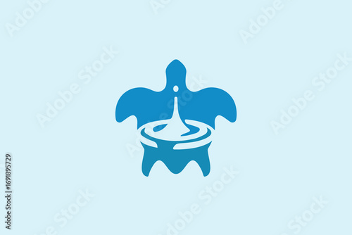 Turtle with Water Drop Logo