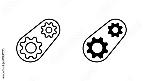 Process management icon set. Optimization operation. Transmission gear wheel vector illustration on white background