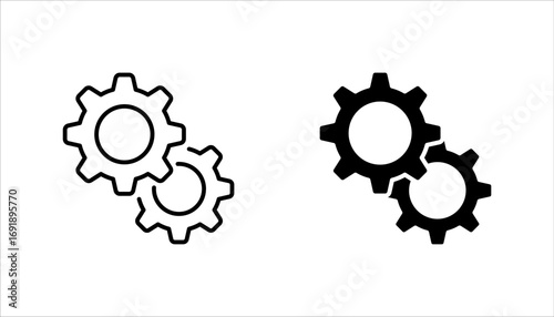 Process management icon set. Optimization operation. Transmission gear wheel vector illustration on white background