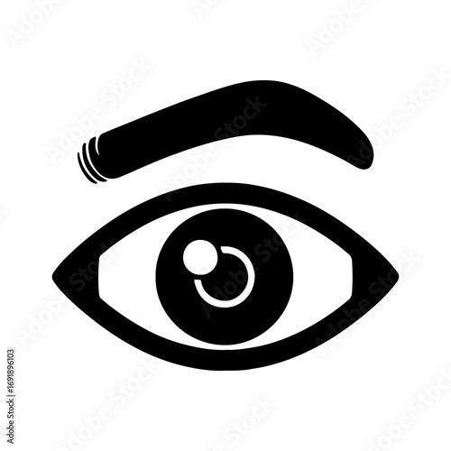 Eye icon with eyebrow and piercing with transparent background