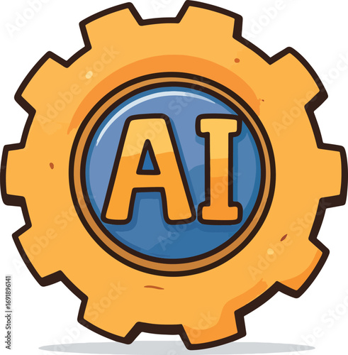 AI Cogwheel Icon A symbolic representation of Artificial Intelligence and technological advancement