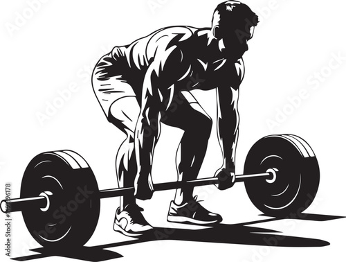 Fitness athlete silhouette performing weightlifting exercise silhouette powerful athlete silhouette