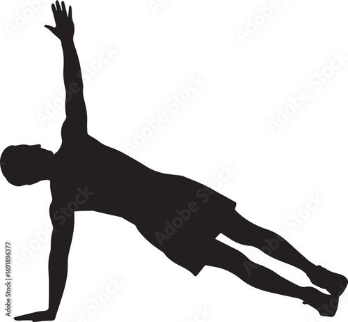 Fit person silhouette performing side plank exercise strength training and core workout concept