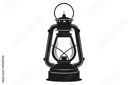 Old vintage oil lamp isolated on white background