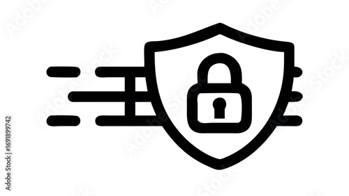 Shield with lock icon representing data security privacy protection and online safety
