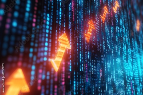 Wallpaper Mural Futuristic arrow grid 3d moving seamless motion loop bg. Cyberspace achievement unlocks infinite success business growth economic trending graphic. Arrows growing trade technical stock footage Torontodigital.ca