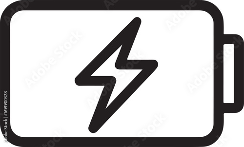 Battery Charging Status Lightning Bolt Line Icon Vector