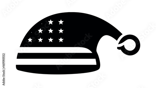 Santa hat icon with american flag design symbolizing christmas holiday and patriotic celebration

