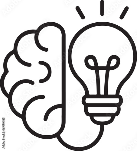 Light Bulb Brain Line icon Vector Illustration