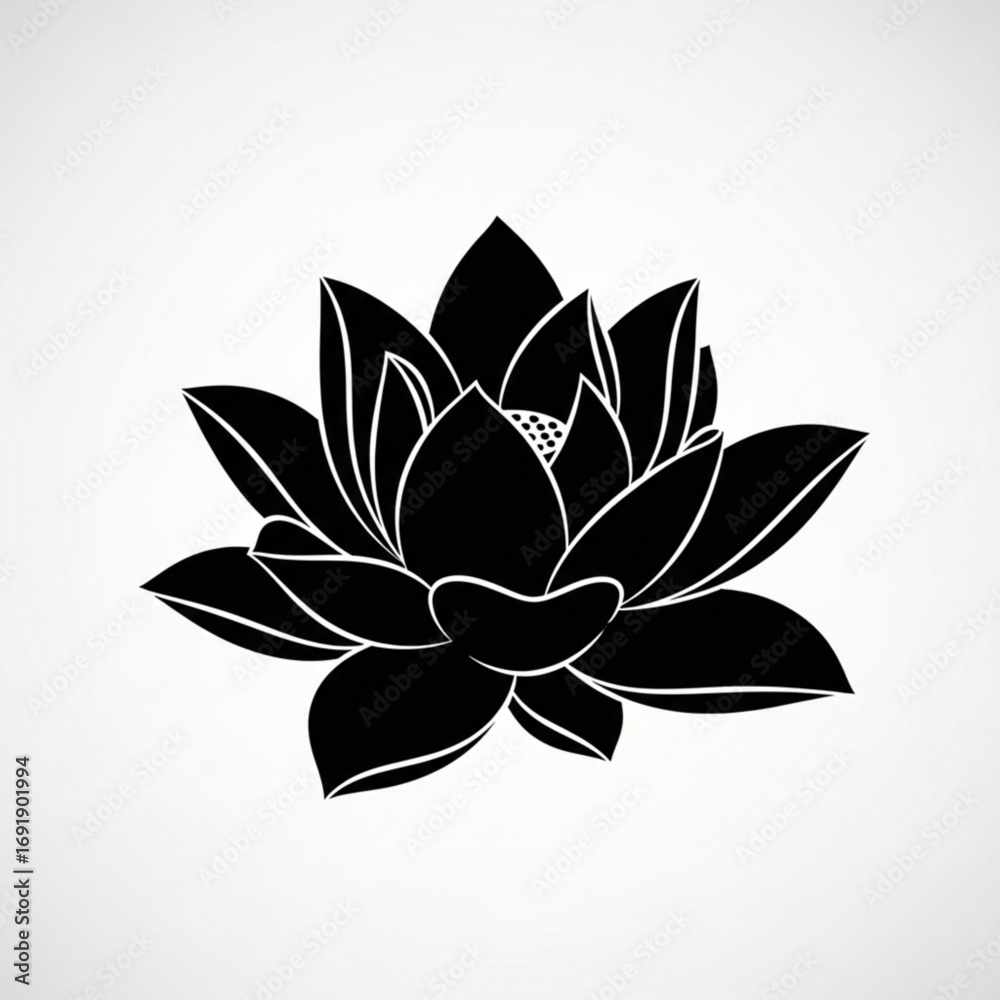 Fototapeta premium Vector art of black lotus flower illustration