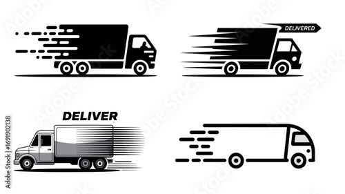 Fast delivery truck icon collection illustration for shipping transport and logistic service