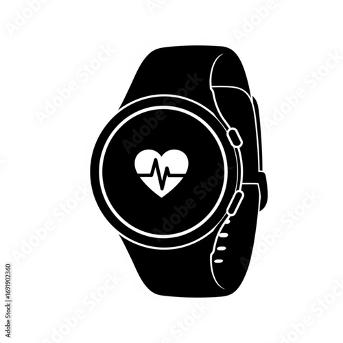 Vector art of modern smartwatch with heart rate monitor