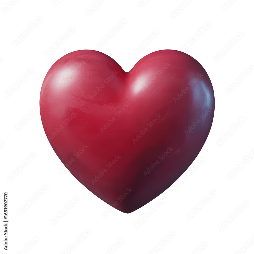 Photorealistic Vibrant Crimson Heart Shape Against on a transparent background love symbol