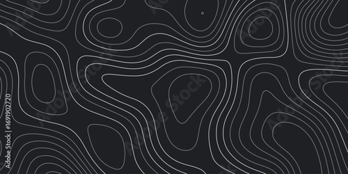 Abstract design with seamless pattern with lines topographic map. geographic mountain relief. the black on gray contours topography stylized height of the lines. geographic contour map paper texture.