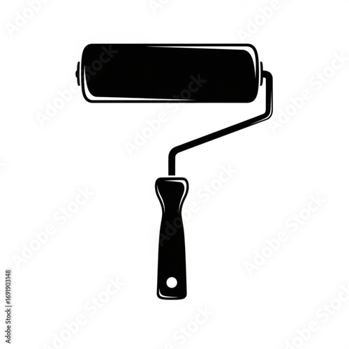 Vector art of black paint roller brush for painting