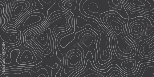 Abstract design with seamless pattern with lines topographic map. geographic mountain relief. the black on gray contours topography stylized height of the lines. geographic contour map paper texture.