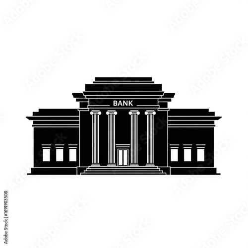 Vector art of classic bank building icon