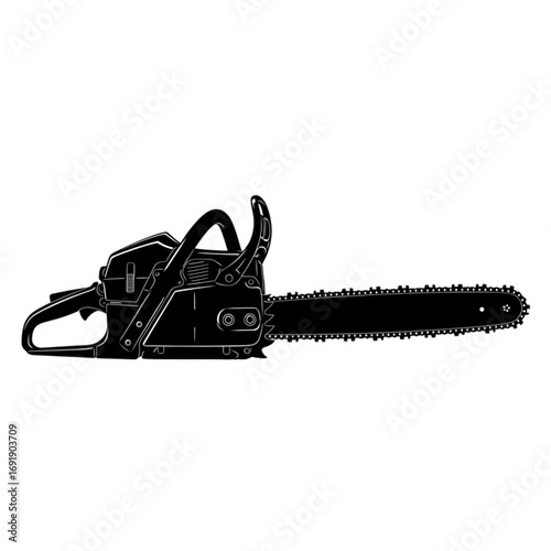 Vector art of black chainsaw silhouette