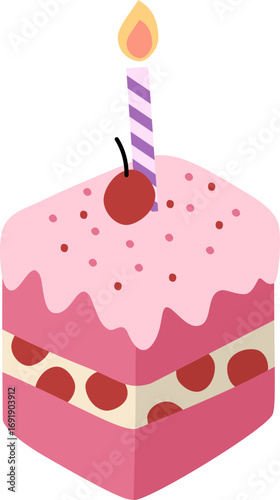 Birthday Cake with Candle. Cake with berreis topping for birthday party. Cake with Candle for Wedding.