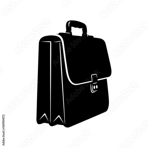 Vector art of black briefcase in minimalist style