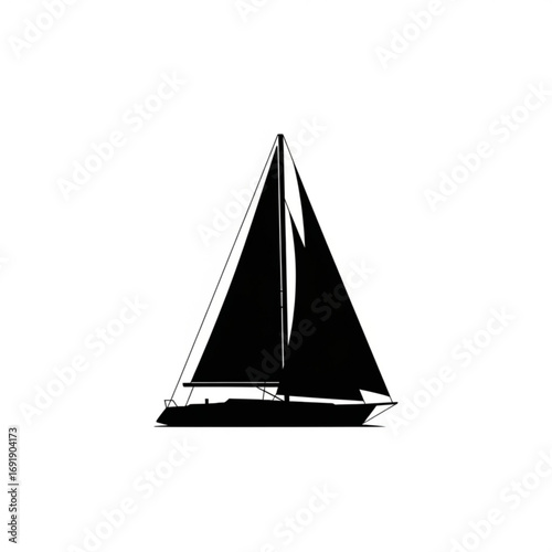 Vector art of sailboat silhouette with sails raised