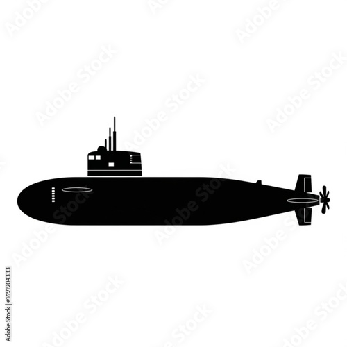 Vector art of black submarine silhouette