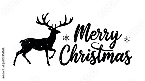 Reindeer with merry christmas text illustration for holiday and winter celebration design  
