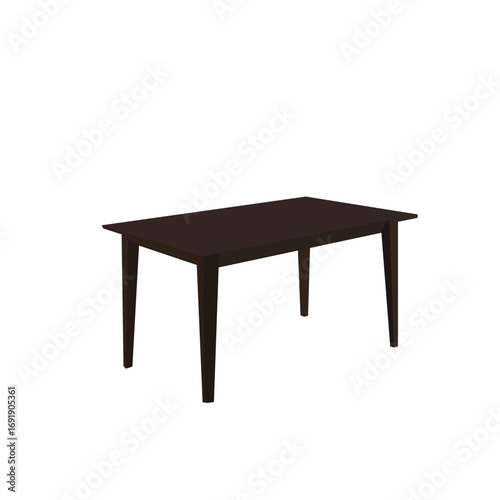 A simple, clean, and elegant image of a dark brown dining table.