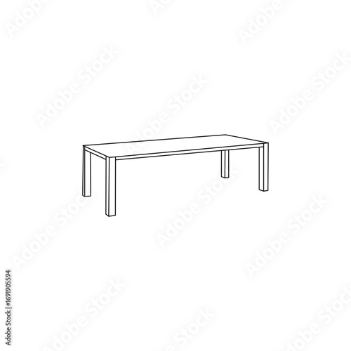 Simple line drawing of a modern rectangular dining table, ideal for furniture catalog, design inspiration, or online product presentation.