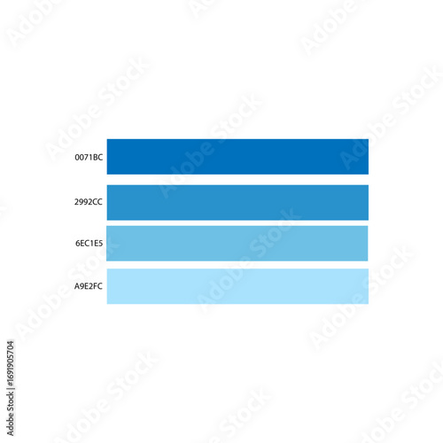 Horizontal gradient color swatches in various shades of blue, from a deep navy to a light periwinkle.