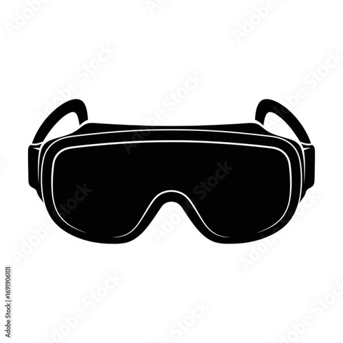 Vector art of black safety goggles with side straps