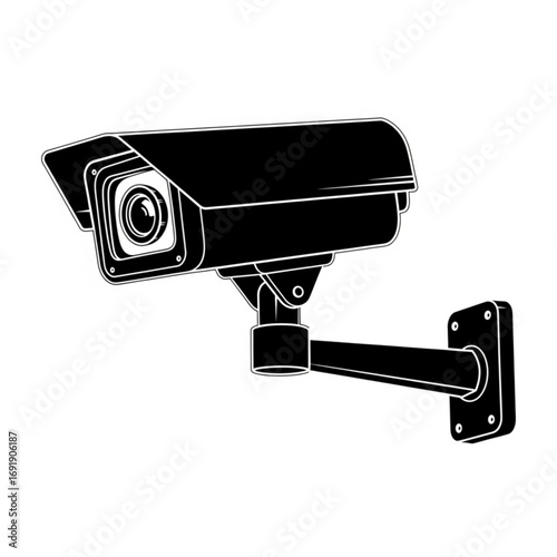 Vector art of black and white security camera