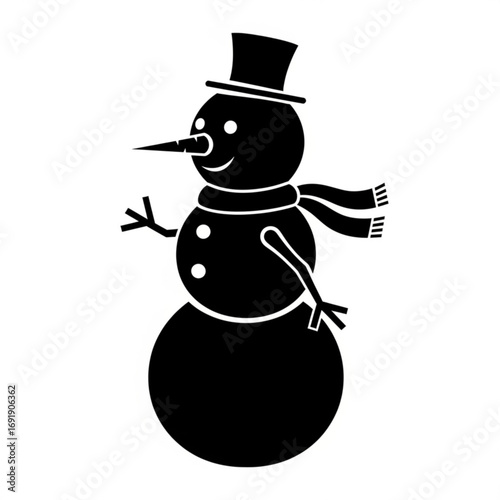 Vector art of cute black snowman silhouette