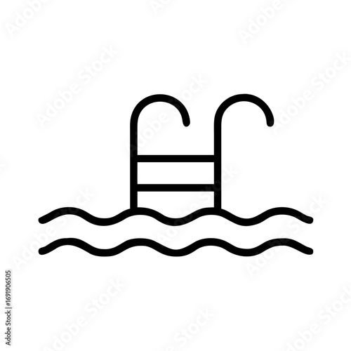 Swimming pool icon with ladder and water waves 
