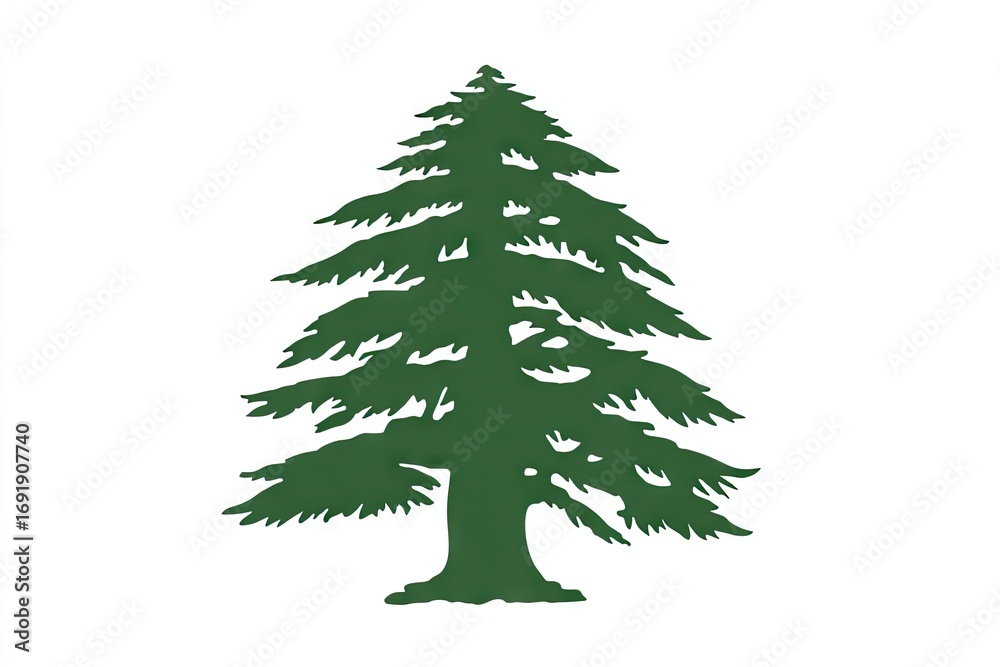 Obraz premium Silhouette of a cedar tree against a white background.