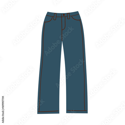 Women pants collection, vector illustration. Trendy styles of blue jeans overalls, sweat pants, business formal pants, loose pants , isolated on white background.
