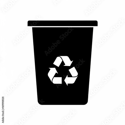Vector art of black recycling bin icon