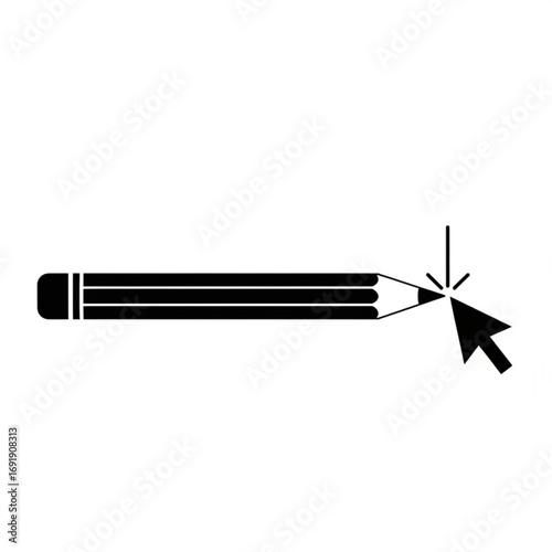 Vector art of black pencil with cursor arrow tip