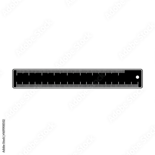 Vector art of black and white ruler with measurements