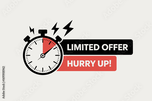 Limited Offer Countdown with Stopwatch Timer Illustration for Online Marketing and Promotional Campaigns to Drive Urgency