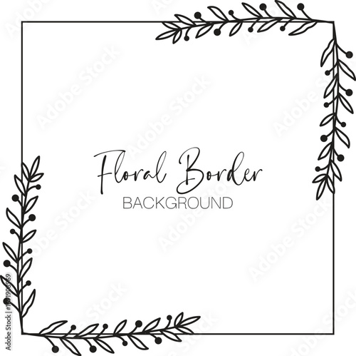 Modern minimalist simple floral border frame vector